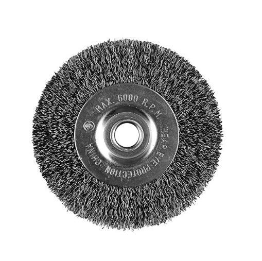 HOT.26224 4" x 1/2" CRIMPED WIRE WHEEL, 1/2" ARBOR, .012" WIRE