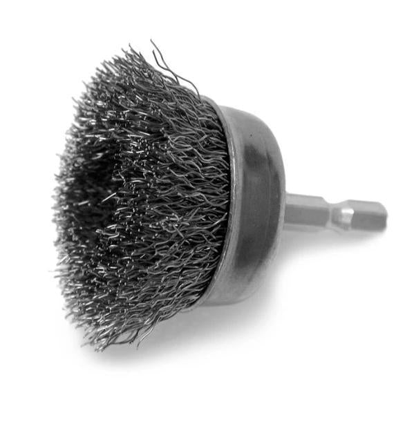 HOT.26070 1-1/2" CRIMPED WIRE MOUNTED CUP BRUSH, COARSE
