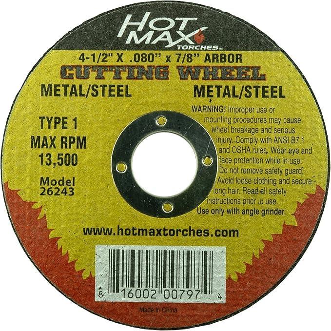 HOT.26243 4-1/2" x .080" x 7/8" CUT OFF WHEEL, TYPE 1, STEEL