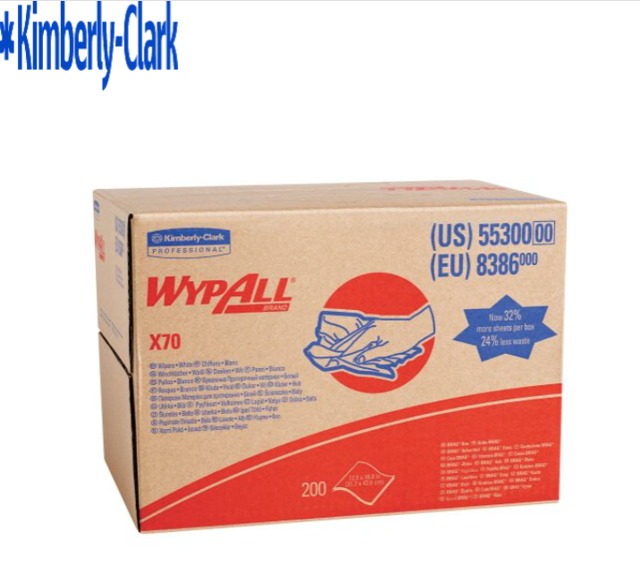 KIM.55300.CS WypAll® X70 Series Brag Box Cloth, 12-1/2 x 16.8 in, 200, Hydroknit, White, 1 Plys