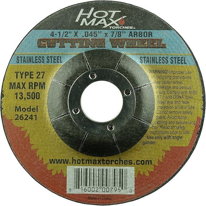 HOT.26241 4-1/2"x .045" x 7/8" CUT OFF WHEEL, TYPE 27, STAINLESS