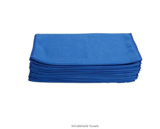 MIS.MW24BLU/BLU* (Each) Waffle Weave Microfiber Glass Towel Large Blue