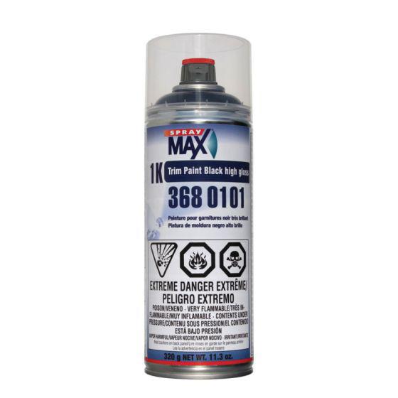 SPM.3680102 SprayMax® 1K Trim Paint, 10.5 oz Aerosol Can, Satin Black, Liquid, 5.4 sq-ft Coverage