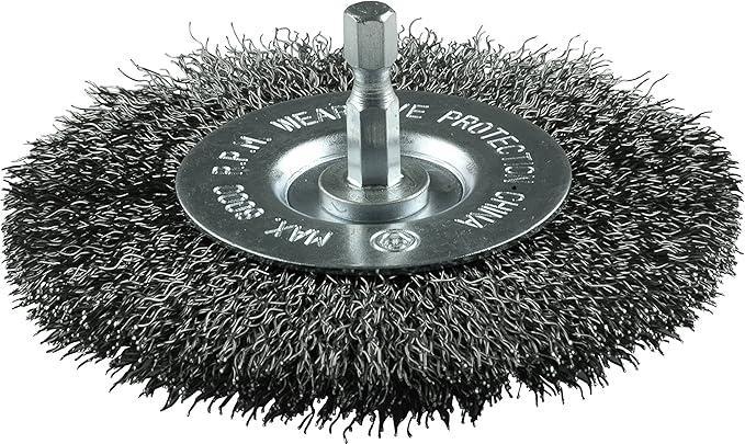 HOT.26222 4" WIRE WHEEL, 1/4" HEX SHANK, .012" WIRE