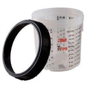 3M.16001 (4) Standard Hard Cup and Collar, 650 mL, Use With: Flexible Liner, (Legacy) Paint Preparation System