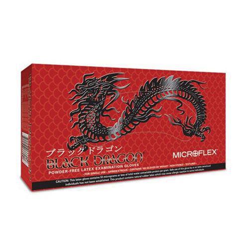 MIC.BD-1001-PF Microflex® Black Dragon® BD-1001-PF General Purpose Disposable Exam Gloves, Small, Natural Rubber Latex, Black