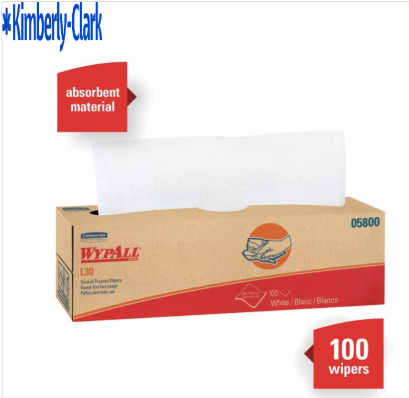 KIM.05800.PK L30 Series Pop-Up Box Towel, 9.8 x 16.4 in, 100, Double Re-Creped, White