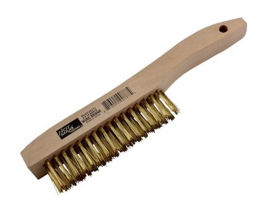 HOT.26213 10-1/4" BRASS BRUSH, 4/16 ROWS, WOOD SHOE HANDLE
