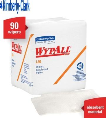 KIM.05812.EA WypAll® 05812 L30 Series 1/4 Fold Towel, 12 x 12-1/2 in, 90, Double Re-Creped, White, 1 Plys