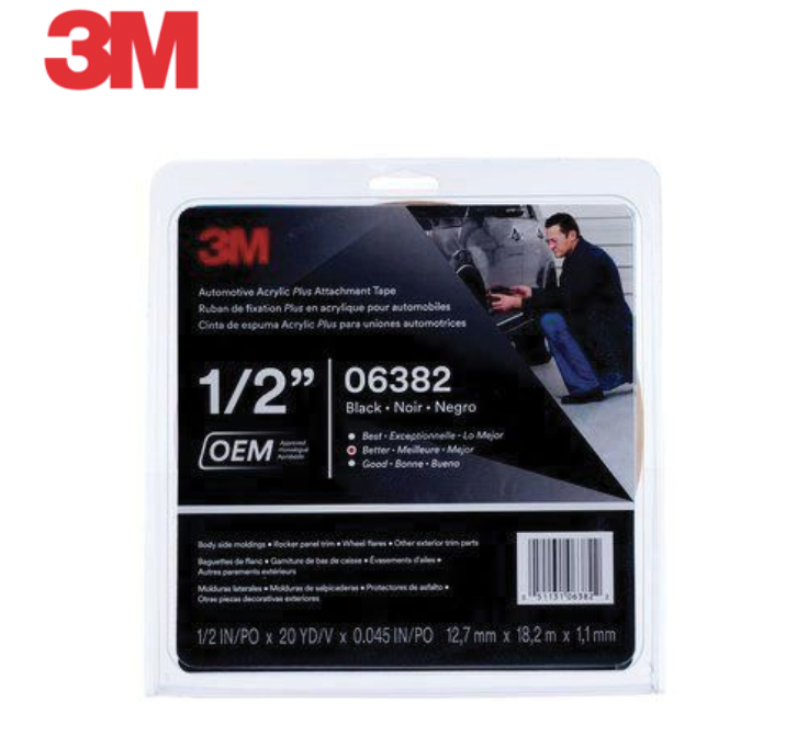 3M.6382.RL 3M™ Automotive Attachment Tape, 20 yd x 1/2 in, 0.045 in THK, Black