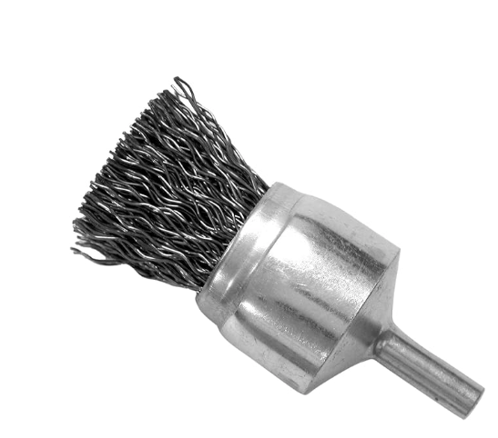 HOT.26072 1" CRIMPED WIRE END BRUSH, 1/4" RND SHANK