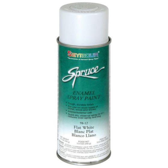 SEY.98-12.CN SEYMOUR® Spruce® 98-12 Enamel Spray Paint, 16 fl-oz Aerosol Can, Flat White, 15 sq-ft Coverage