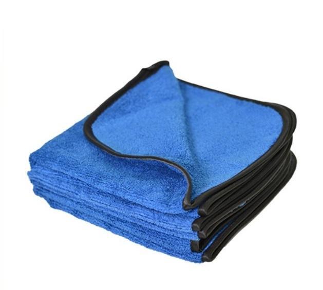 1st.MP16BLU/BLK Microfiber Premium Polishing Towel Dense Weave with High & Low Pile, Super Absorbent For Buffing, 500 GSM, 16"x16", Dark Blue