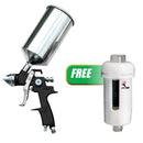 ATD.6902PRO 1.8mm HVLP Primer Spray Gun W/ Free 2pk Mini In-Line Disposable Desiccant Dryer