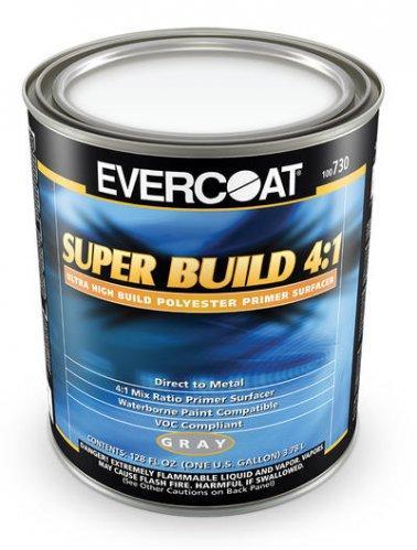 FIB.730 Super Build Polyester Primer, 1 gal Round Can, Gray, 4:1 Mixing, 1200 sq-ft/gal Coverage