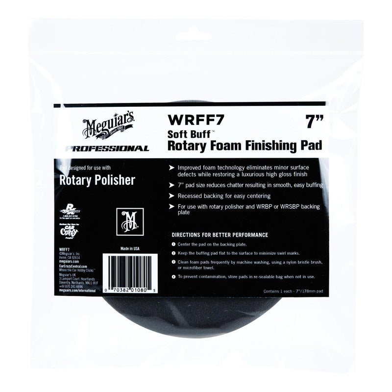 MIR.WRFF7 Soft Buff™  Rotary Finishing Pad, 7 in Dia, Hook and Loop Attachment, Foam Pad, Black