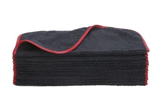 GST.ME24BLK/RED Car Cleaning Wipe      Microfiber Elite Super Absorbent Drying Towel, Silk Edges, 380 GSM, 24"x16", Black / Red