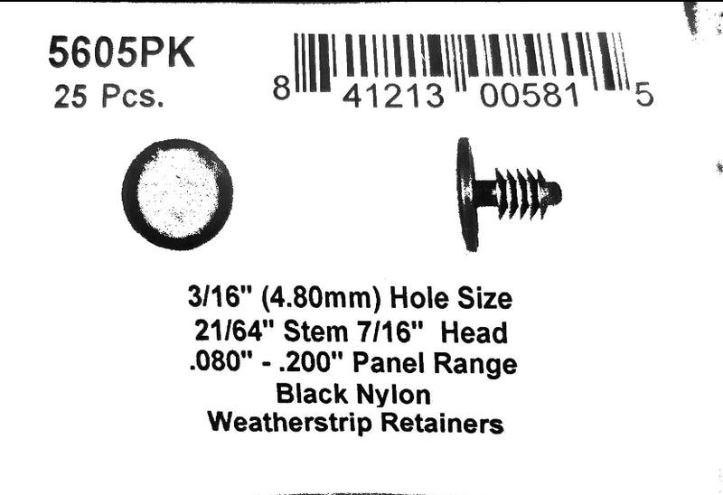 DSC.5605PK  3/16" Hole 21/64" Stem Lgth