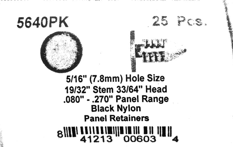 DSC.5640PK  5/16" Hole Size 19/32" Stem