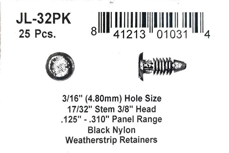 DSC.JL-32PK  3/16" Hole 3/8" Hd 17/32" Stem