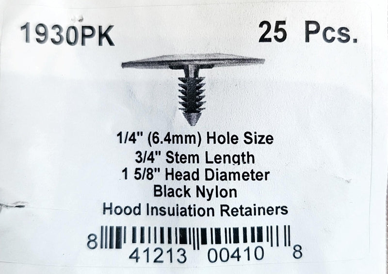 DSC.1930PK  1/4" Hole 1 5/8" Hd 3/4" Stem