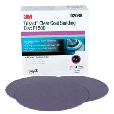 3M.2088 471LA Clear Coat Sanding Disc, 6 in Dia, 1500 Grit, Silicon Carbide Abrasive, Gray, Wet