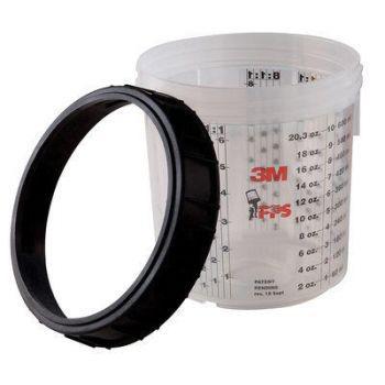 3M.16001 Standard Hard Cup and Collar, 650 mL, Use With: Flexible Liner, (Legacy) Paint Preparation System