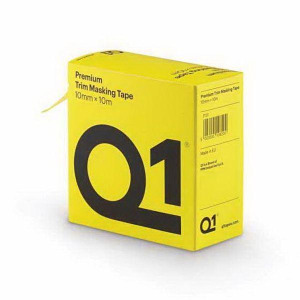 Q1P.TT01 Premium Self-Adhesive Trim Masking Tape, 10 m, 10 mm THK, Sun Yellow
