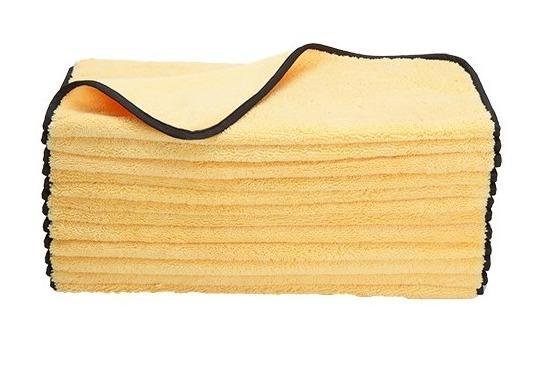 GST.ME24GLD/BLK Microfiber Elite Super Absorbent Drying Towel, Silk Edges, 380 GSM, 24"x16", Golden Yellow / Black, Pack of 12