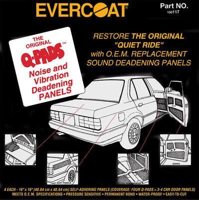 FIB.116 EVERCOAT® Q-Pad™  Sound Deadening Panel, 12 x 12 in, Fiberglass, Black
