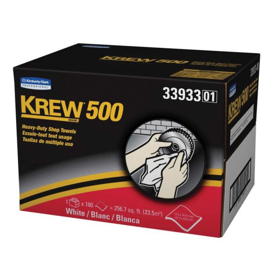 KIM.33933 Kimberly Clark® Krew® 500 Heavy Duty Shop Towel, 12.5 x 16.8 in, 180, Polypropylene, White, Heavy Duty