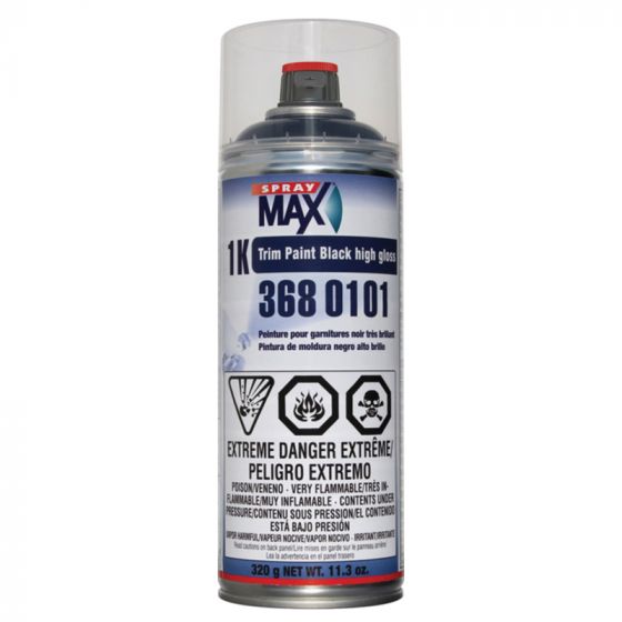 SPM.3680101 Trim Paint, 11.3 oz Aerosol Can, Gloss Black, Liquid, 5.4 sq-ft Coverage